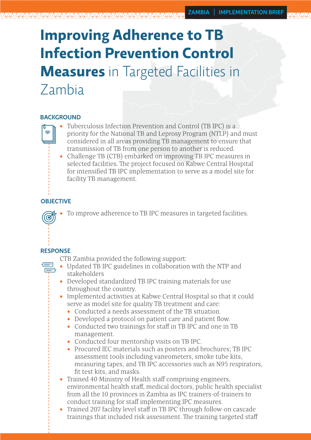 Improving Adherence to TB Infection Prevention Control Measures in Targeted Facilities in Zambia