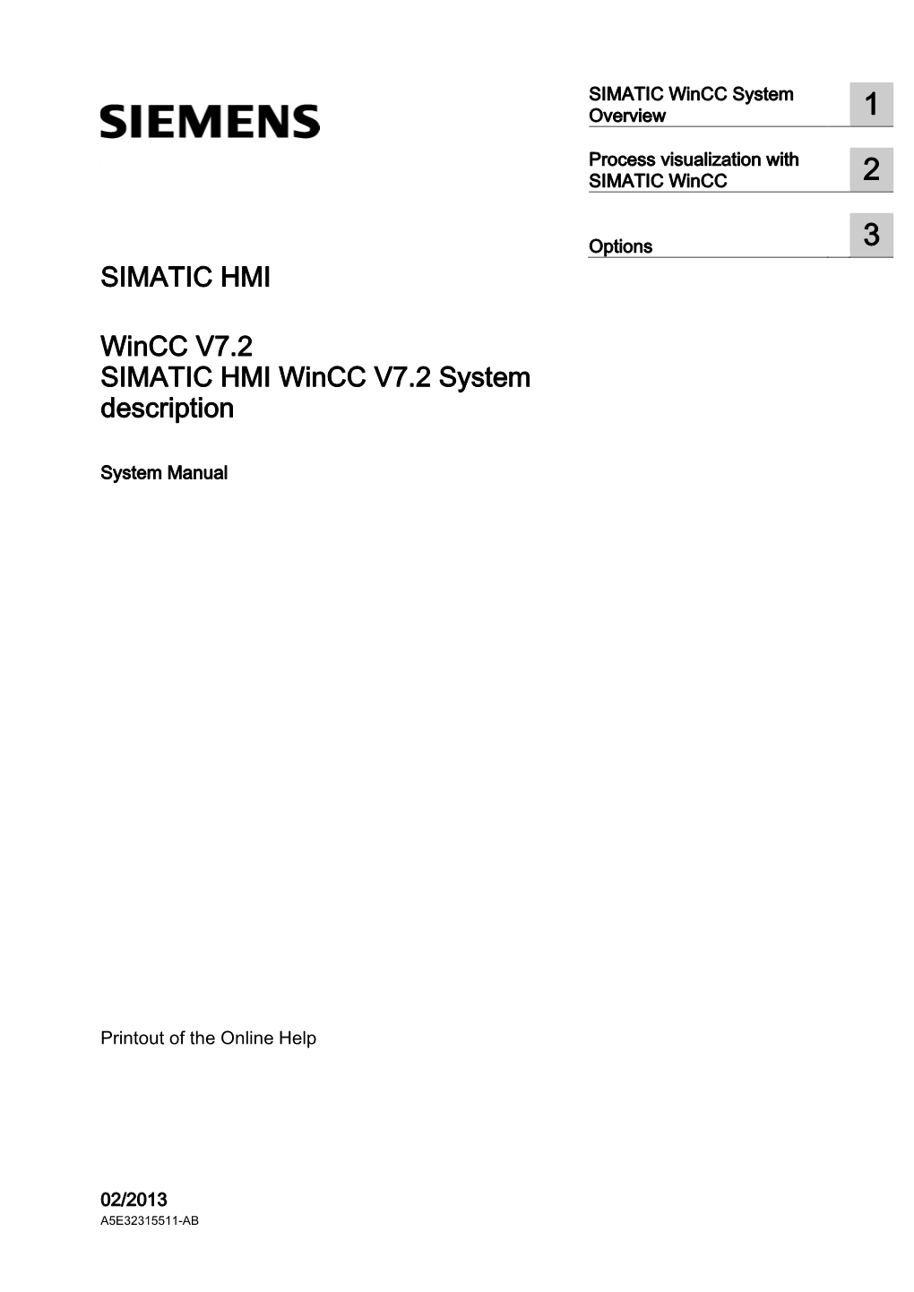 SIMATIC HMI Wincc V7.2 System Description