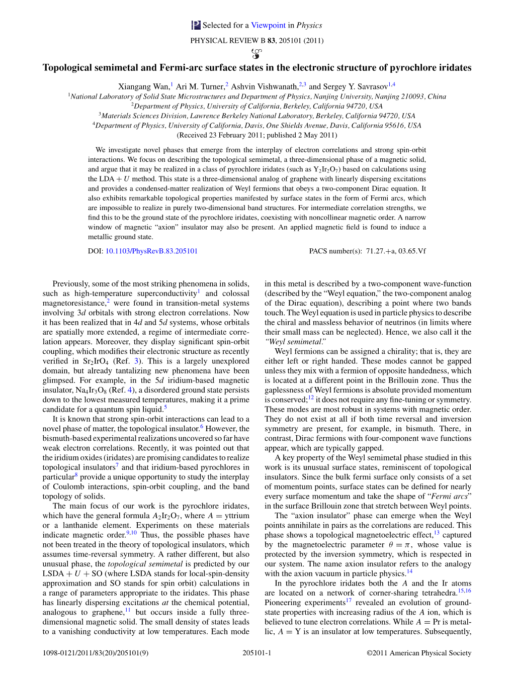 Topological Semimetal and Fermi-Arc Surface States in the Electronic Structure of Pyrochlore Iridates