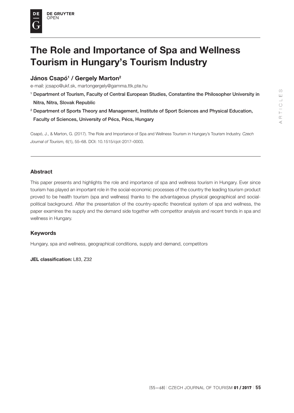 The Role and Importance of Spa and Wellness Tourism in Hungary's