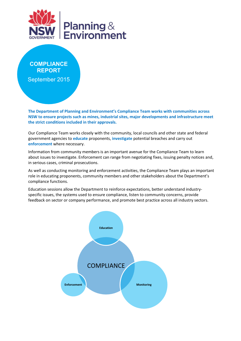 COMPLIANCE REPORT September 2015