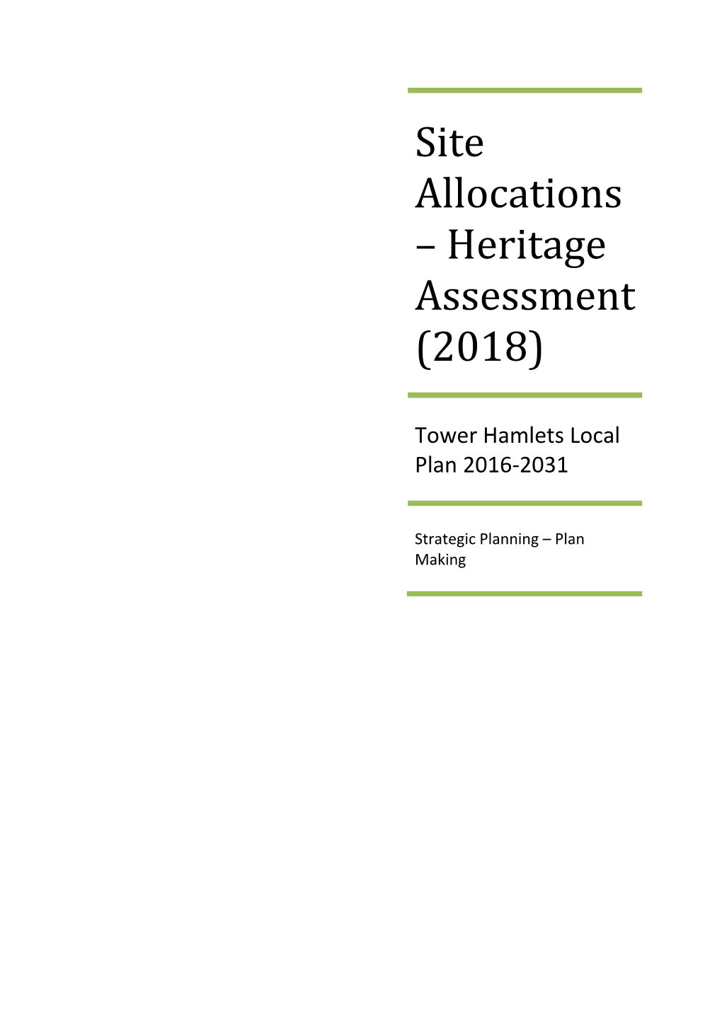 Site Allocations – Heritage Assessment (2018)
