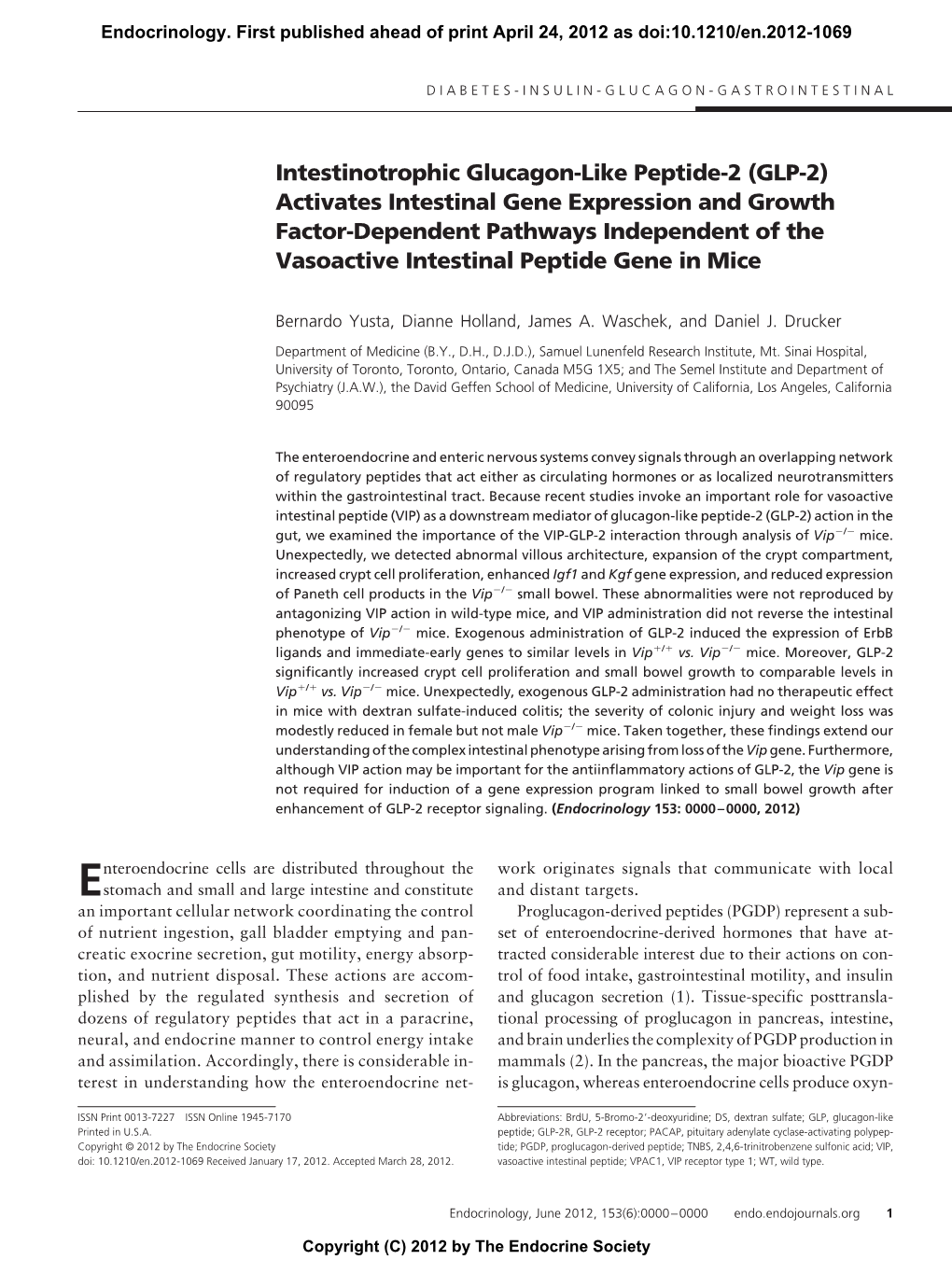 Intestinotrophic Glucagon-Like Peptide-2 (GLP-2) Activates