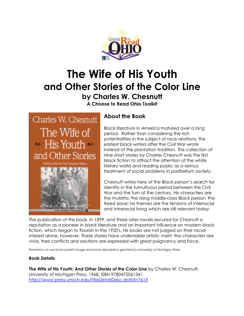 The Wife of His Youth and Other Stories of the Color Line by Charles W