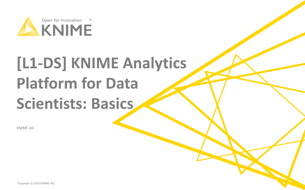 [L1-DS] KNIME Analytics Platform for Data Scientists: Basics