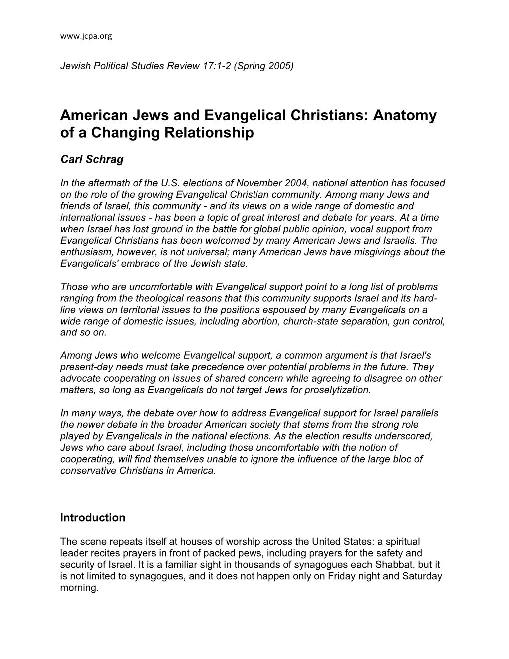 American Jews and Evangelical Christians: Anatomy of a Changing Relationship