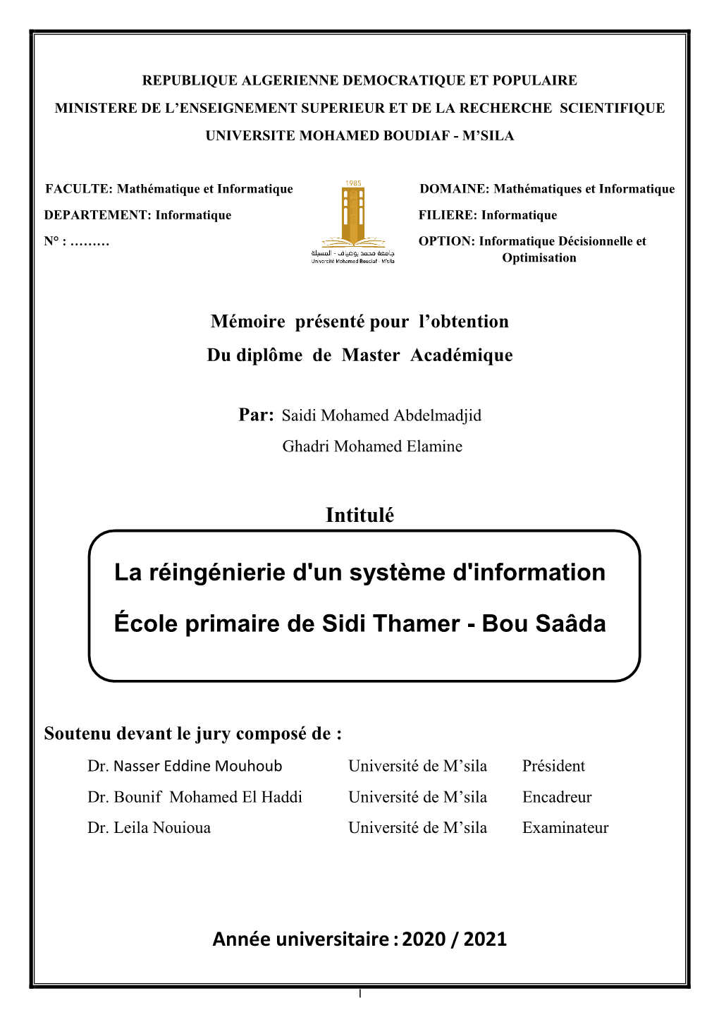 Chapitre I La Réingénierie D'un Système D'information