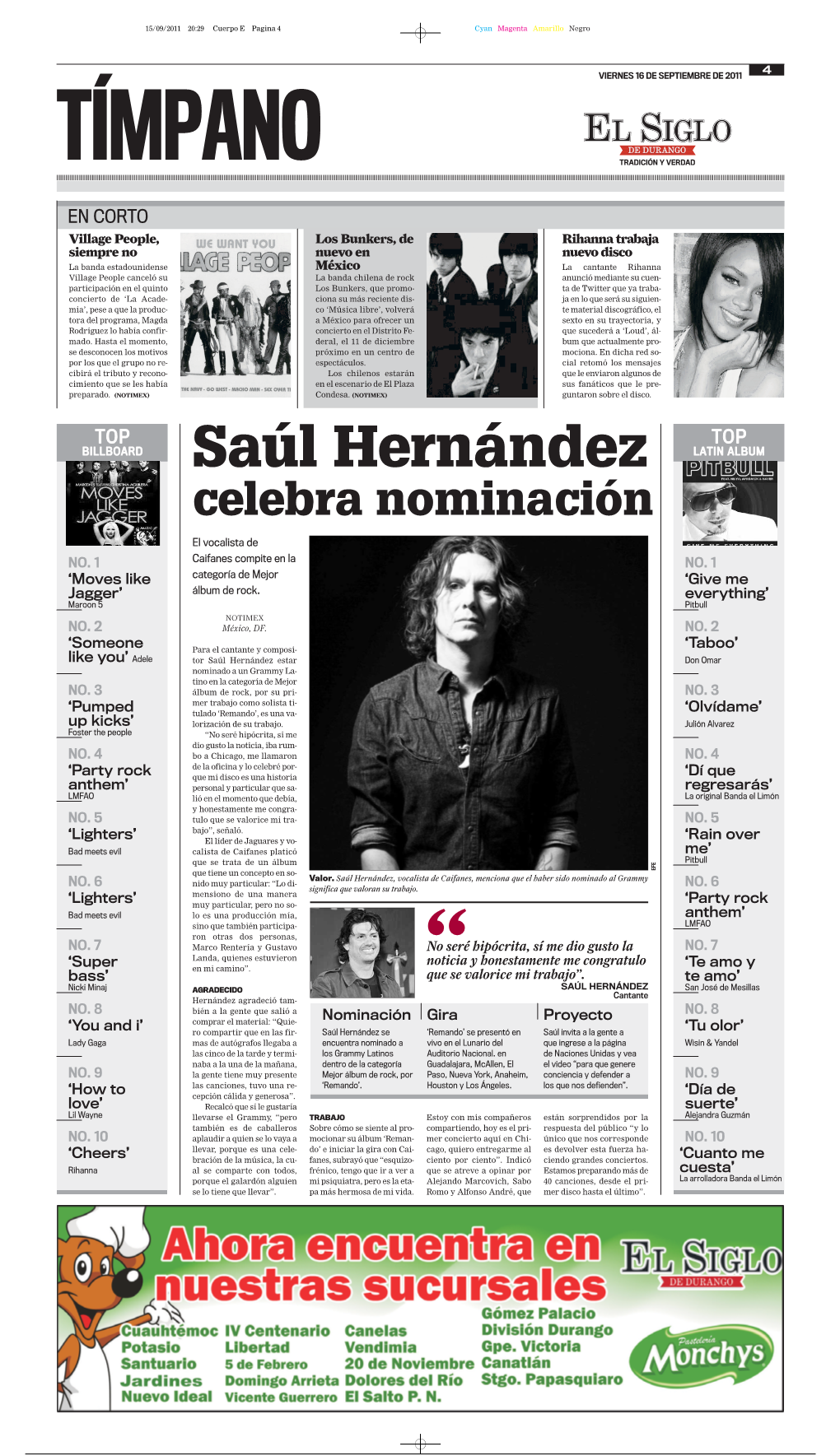 Saúl Hernández LATIN ALBUM Celebra Nominación