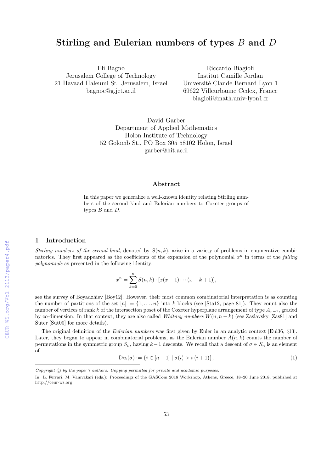 Stirling and Eulerian Numbers of Types B and D