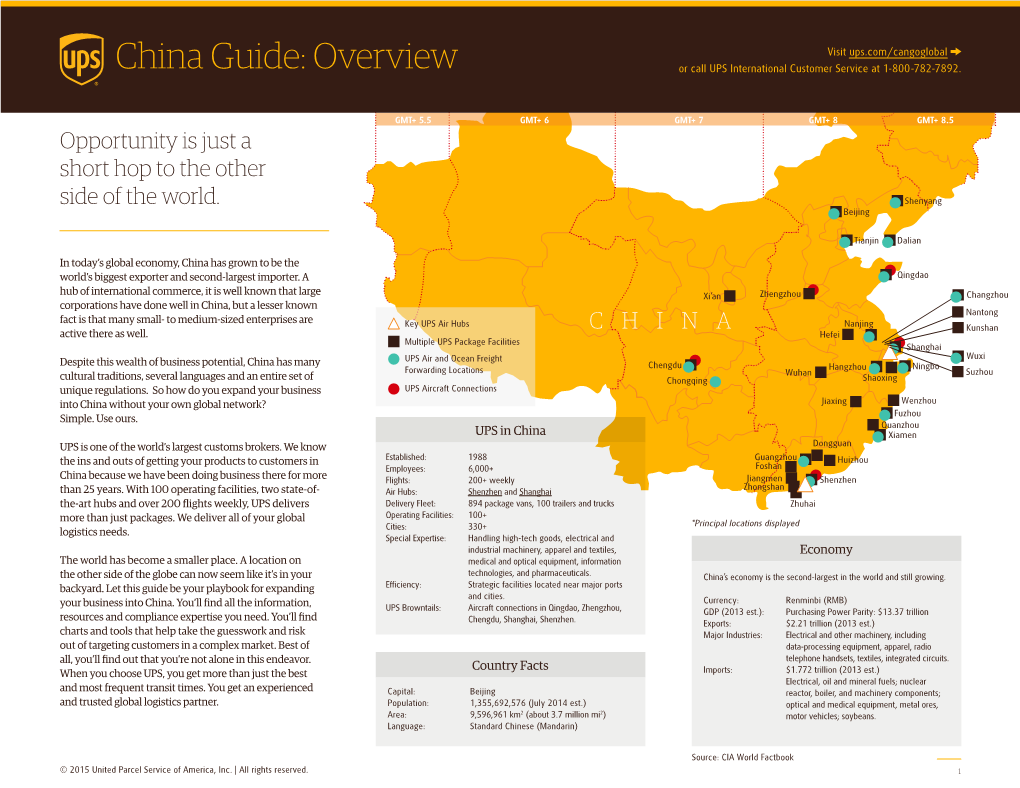 China Guide: Overview Or Call UPS International Customer Service at 1-800-782-7892