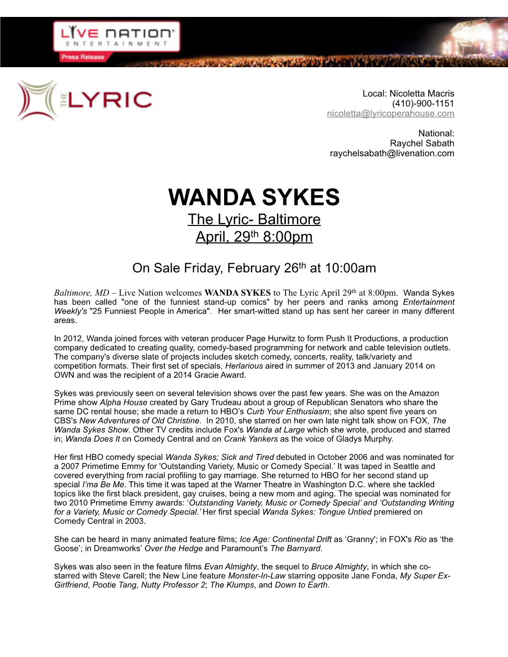Wanda Sykes PR