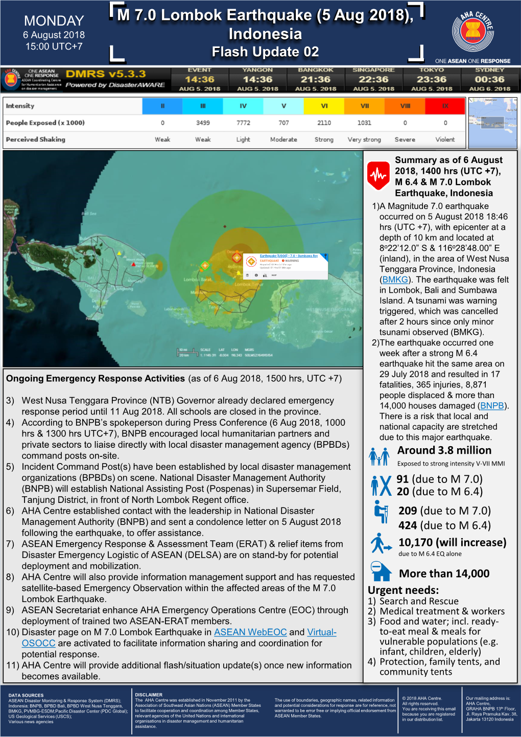 M 7.0 Lombok Earthquake (5 Aug 2018), Indonesia