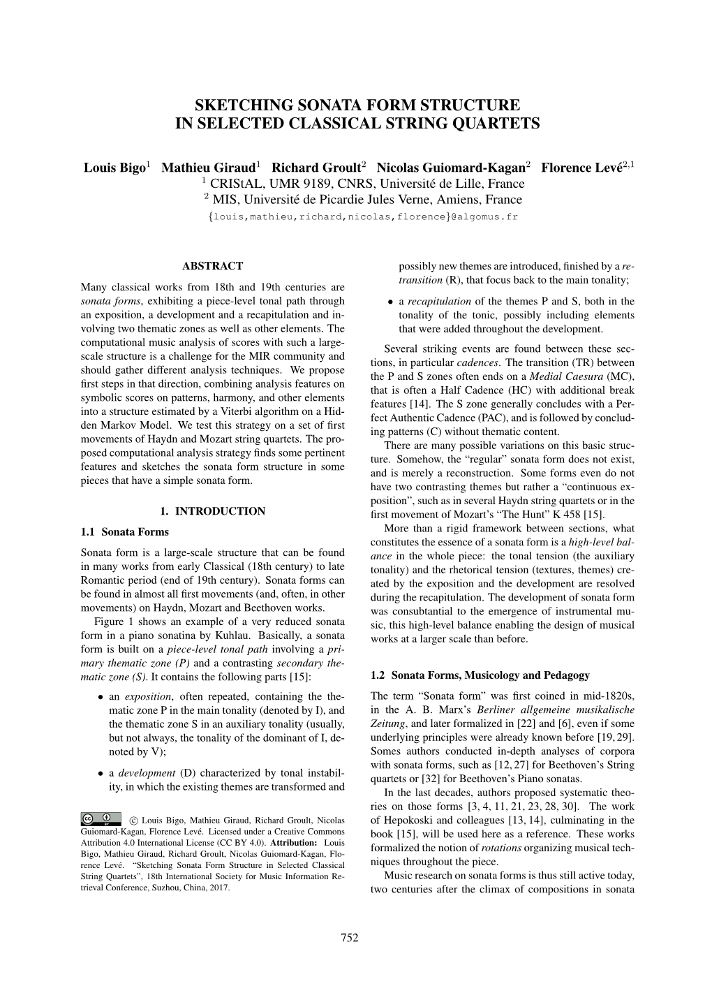 Sketching Sonata Form Structure in Selected Classical String Quartets