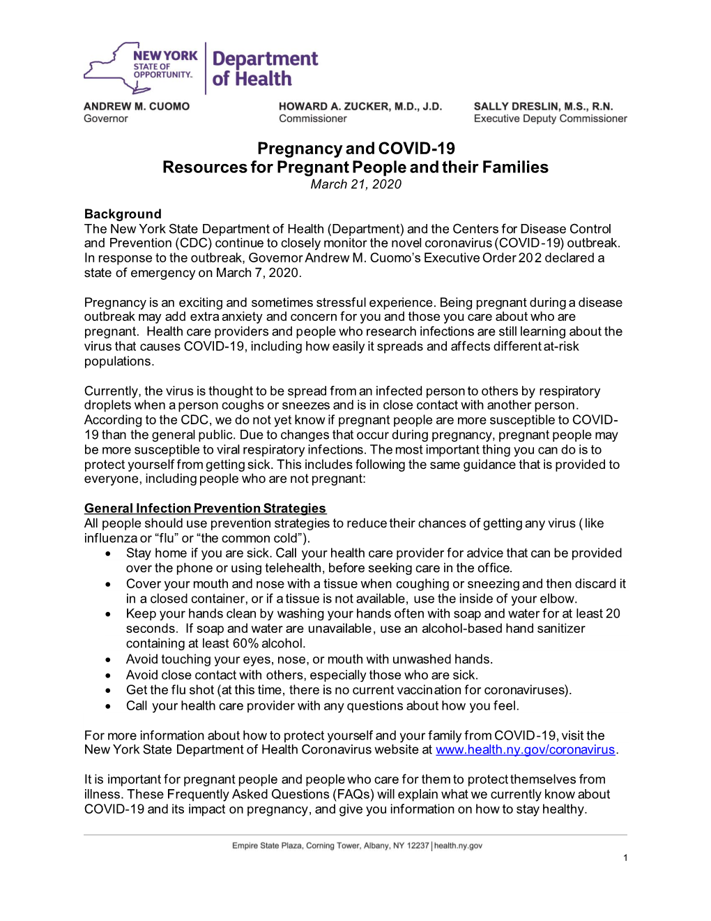 Pregnancy and COVID-19 Resources for Pregnant People and Their Families March 21, 2020