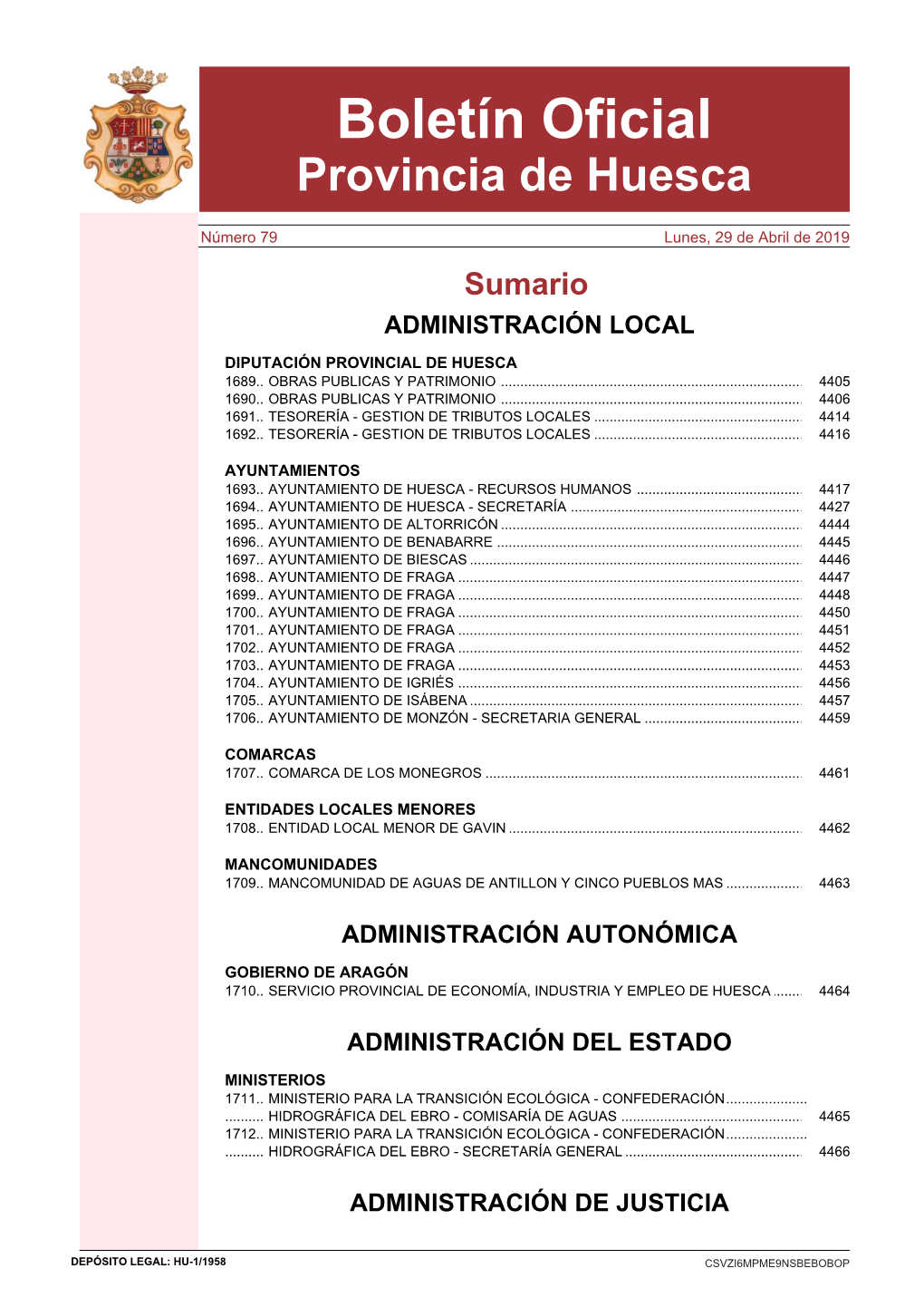 Boletín Oficial Provincia De Huesca