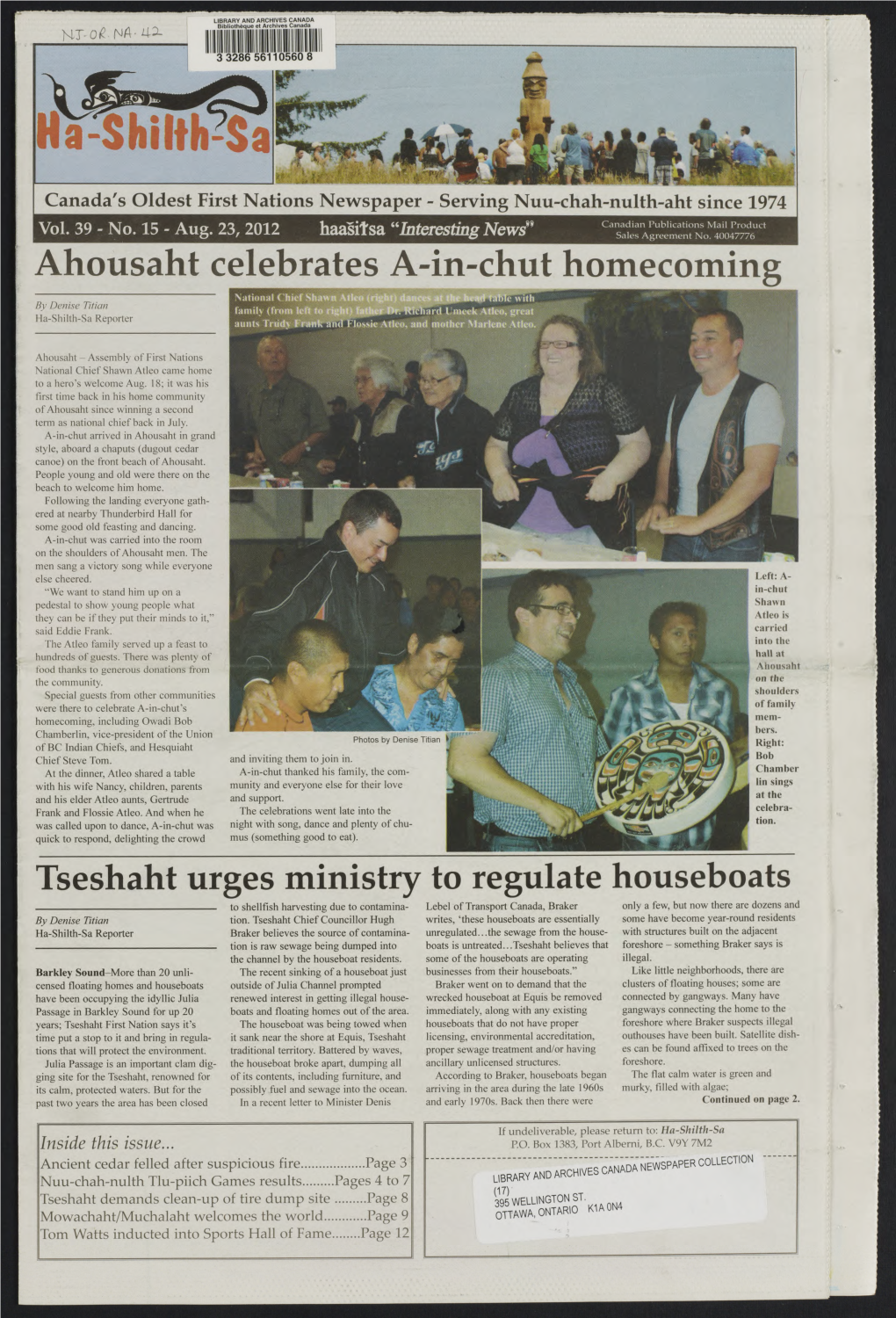 Ahousaht Celebrates a -In -Chut Homecoming