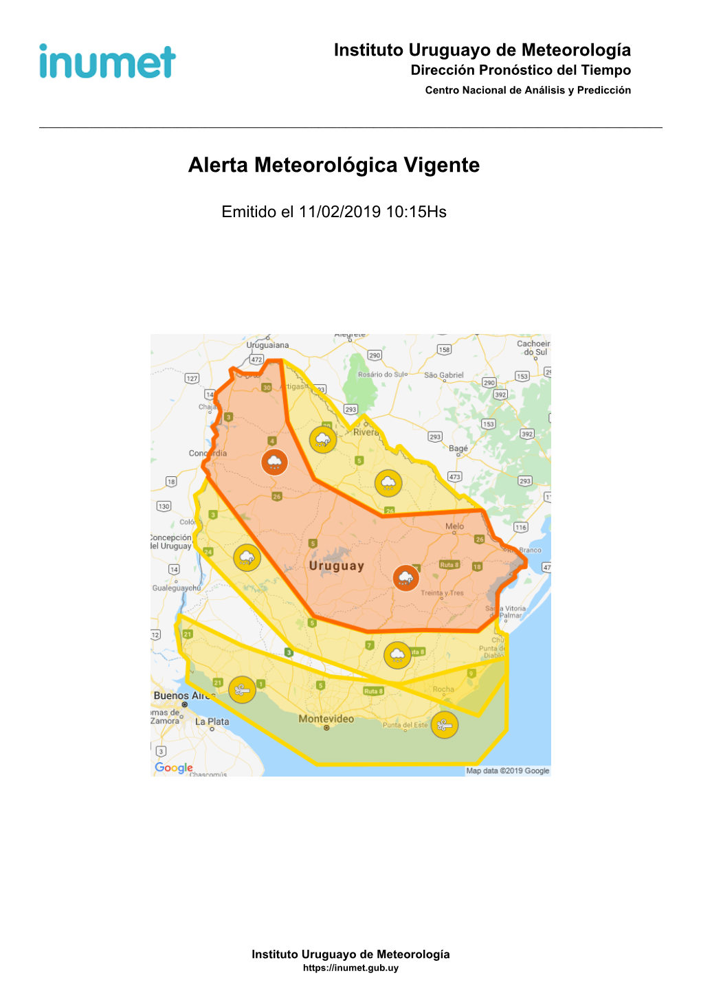 Alerta Meteorológica Vigente