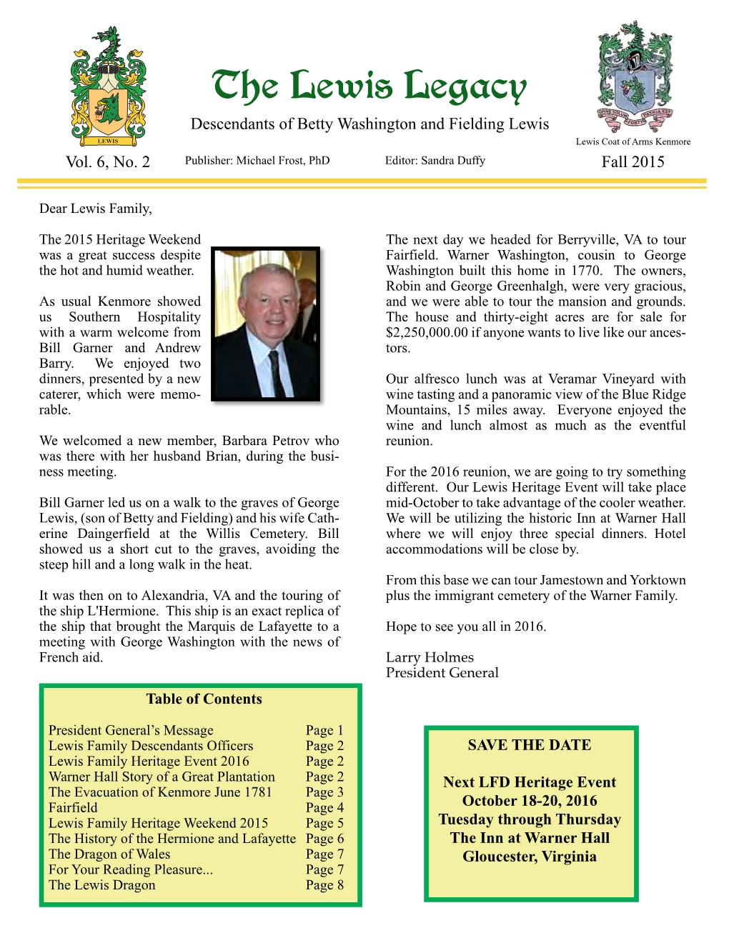 LEWIS FAMILY NEWSLETTER FALL 2015 8X11