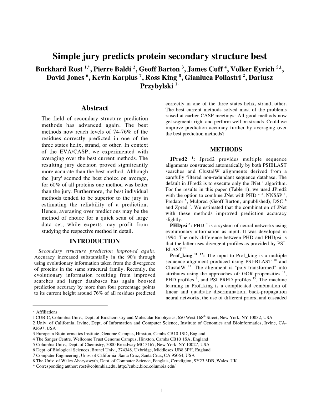 Simple Jury Predicts Protein Secondary Structure Best