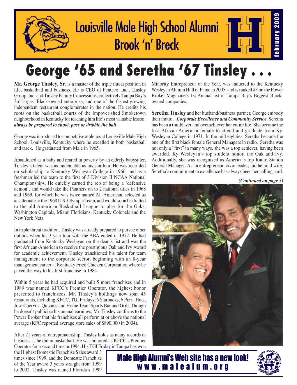 Louisville Male High School Alumni: George '65 and Seretha '67 Tinsley…