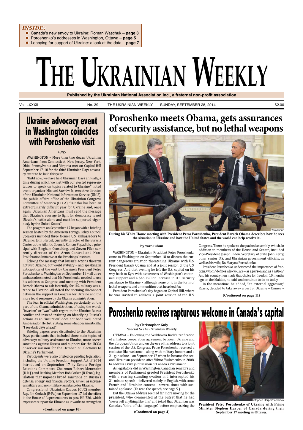 The Ukrainian Weekly 2014, No.39