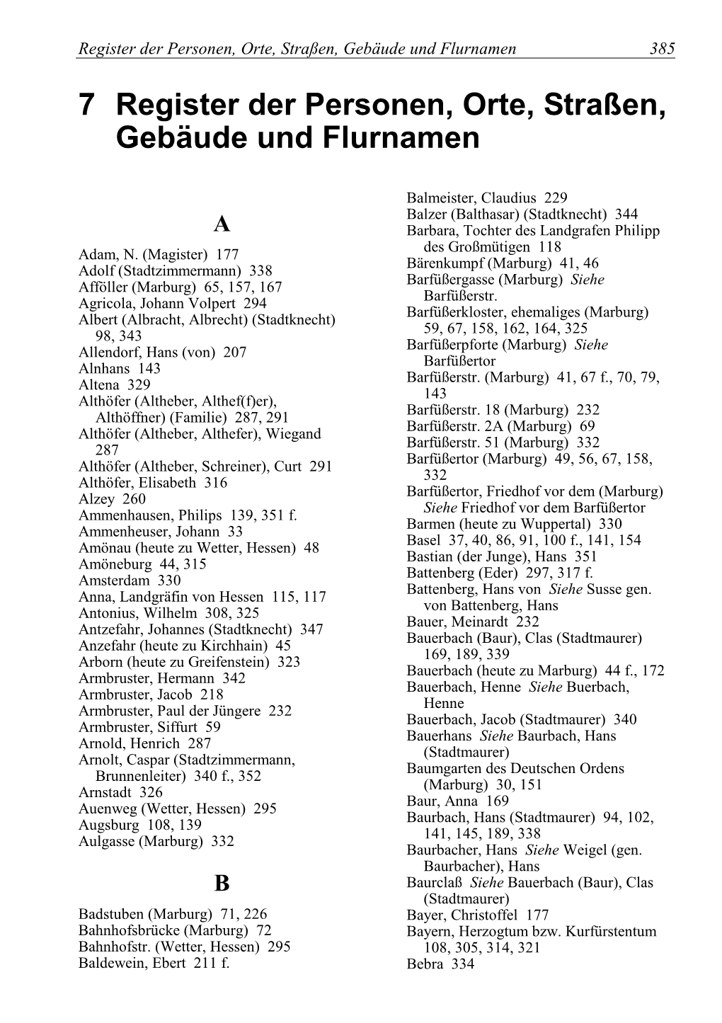 Register Der Personen, Orte, Straßen, Gebäude Und Flurnamen 385