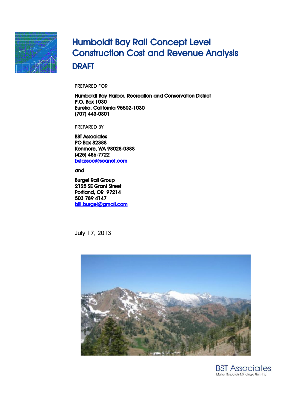 Humboldt Bay Rail Concept Level Construction Cost and Revenue Analysis DRAFT