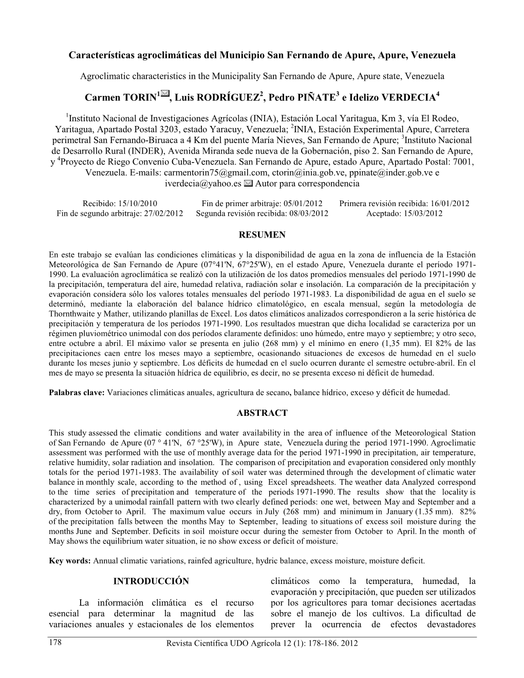 Evaluación De Las Condiciones Climáticas Del Municipio