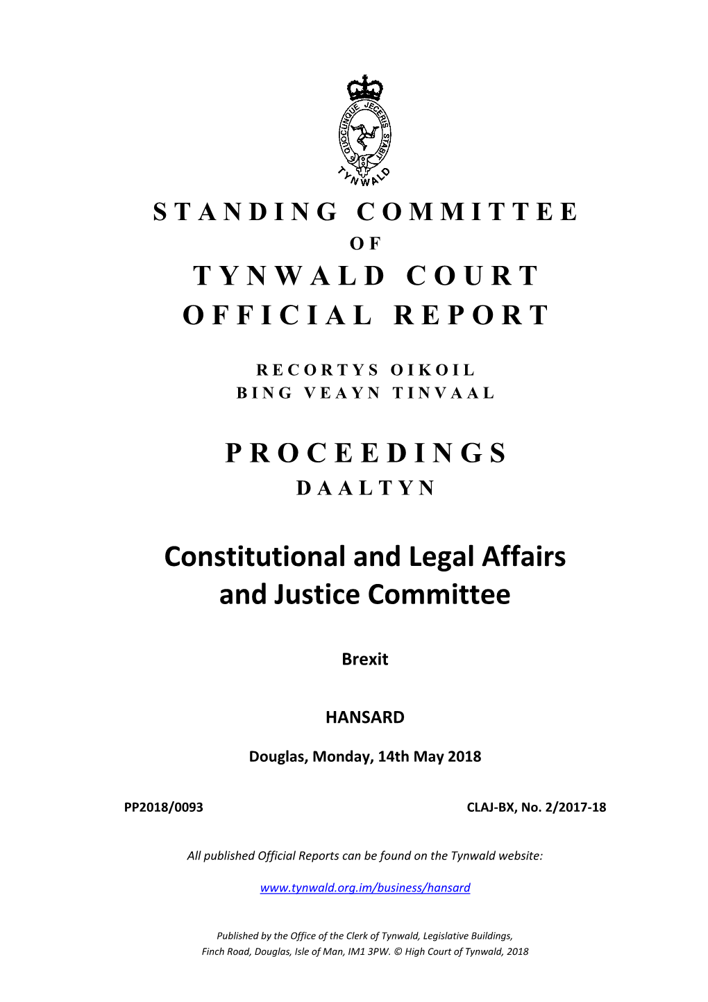 Constitutional and Legal Affairs and Justice Committee