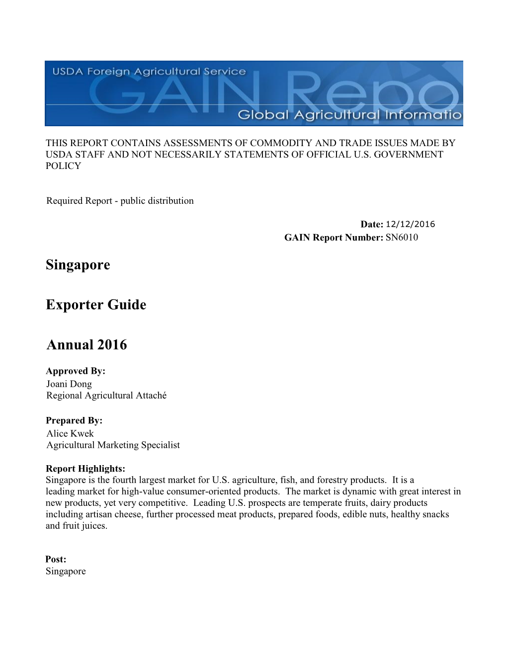 Exporter Guide Singapore