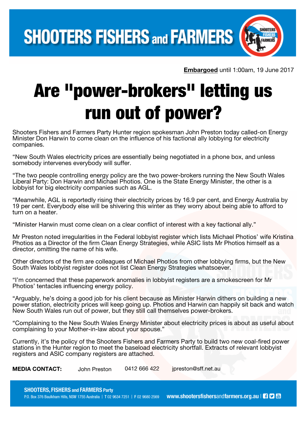 Are "Power-Brokers" Letting Us Run out of Power?