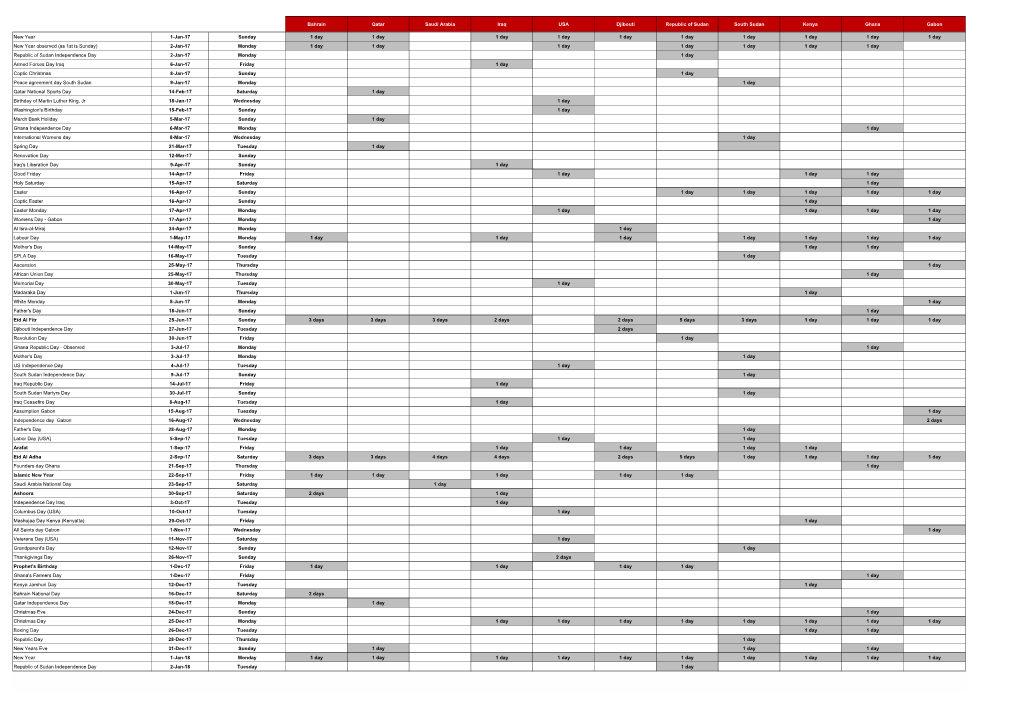 2017 Pubc H Calendar Holidays International