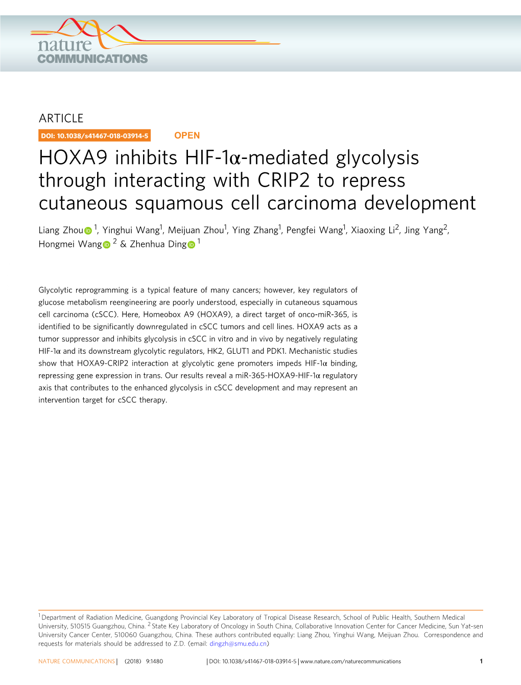 Mediated Glycolysis Through Interacting with CRIP2 to Repress Cutaneous Squamous Cell Carcinoma Development