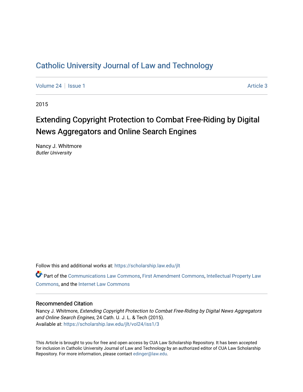 Extending Copyright Protection to Combat Free-Riding by Digital News Aggregators and Online Search Engines