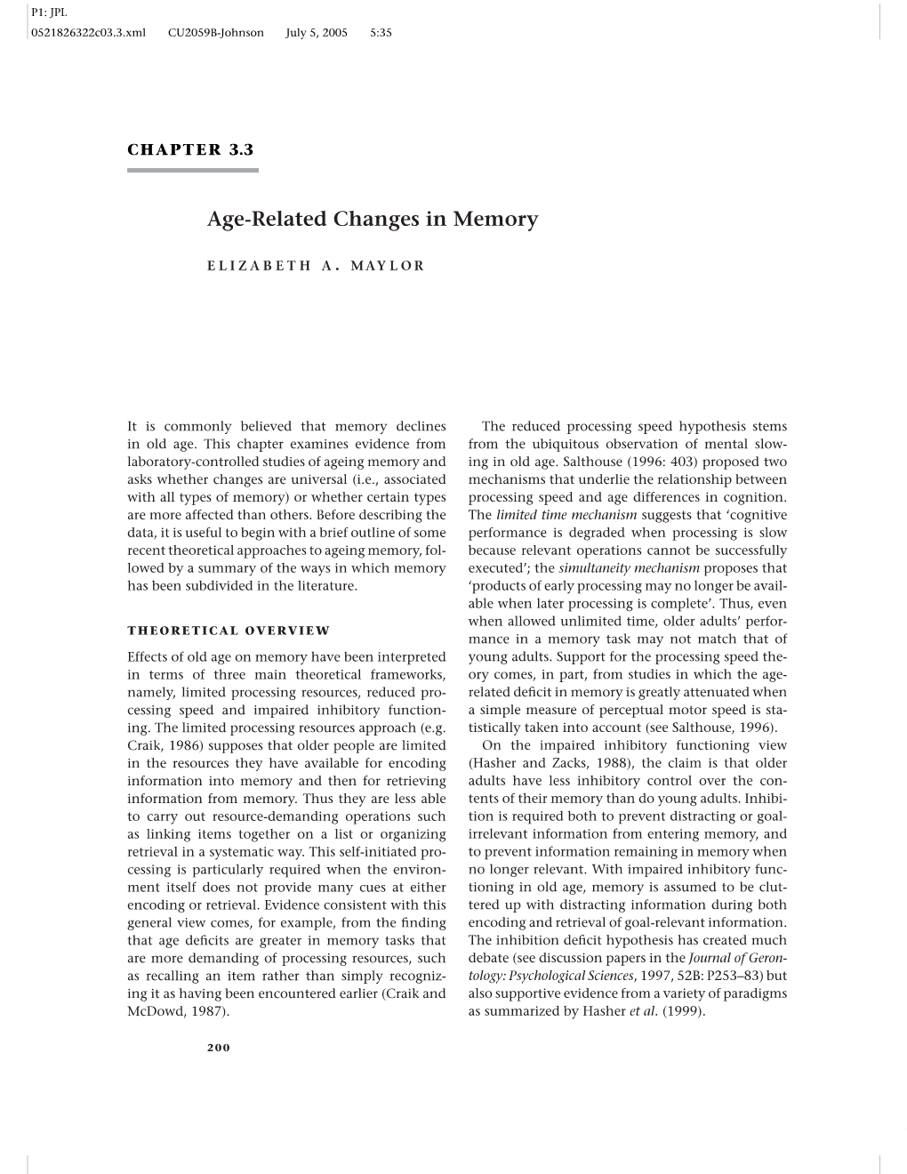 Age-Related Changes in Memory