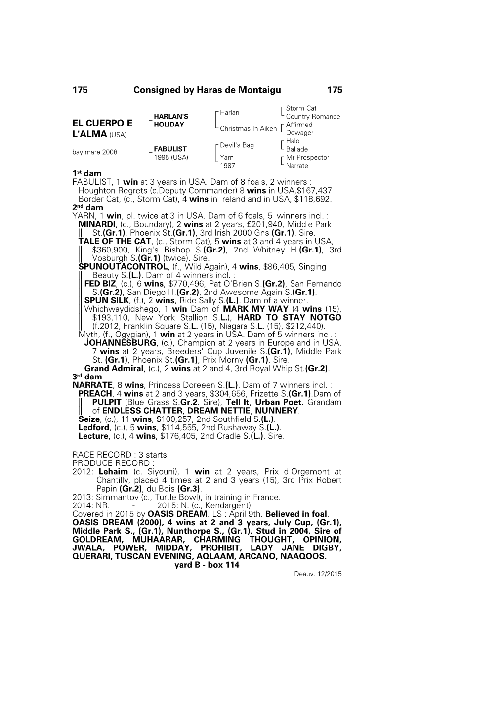 175 Consigned by Haras De Montaigu 175 EL CUERPO E L'alma