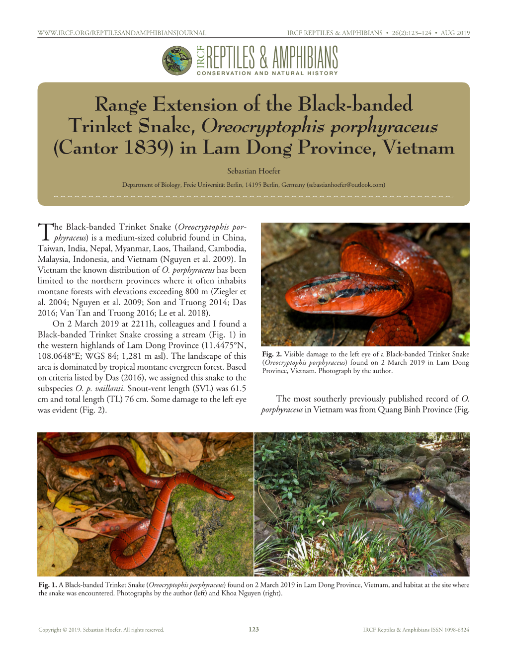 Range Extension of the Black-Banded Trinket Snake, Oreocryptophis