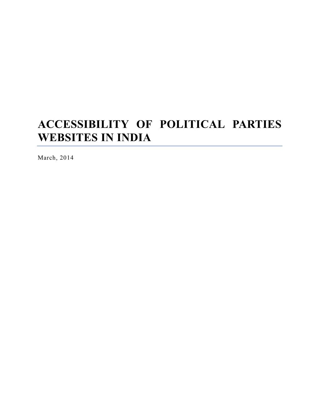 Accessibility of Political Parties Websites in India