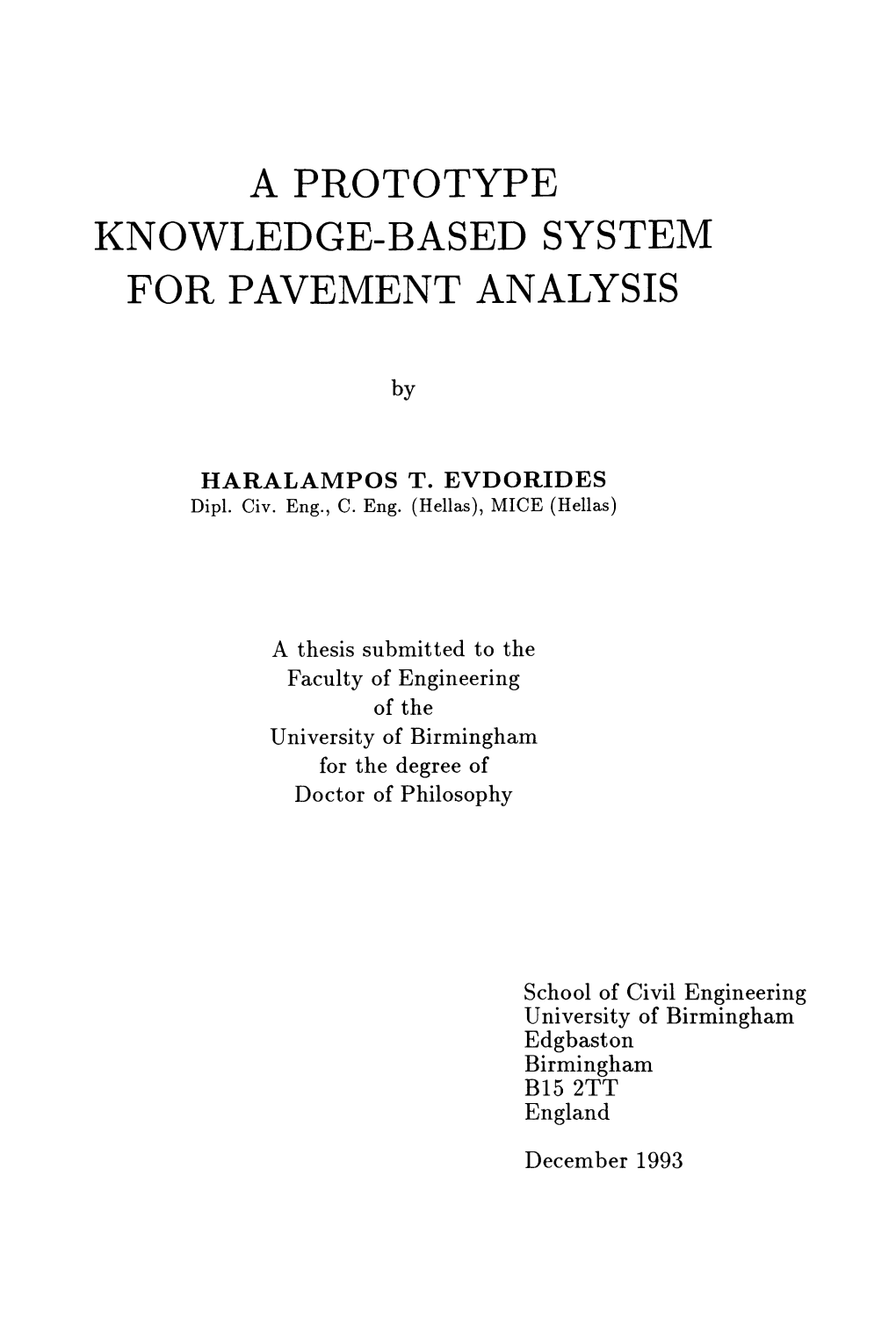A Prototype Knowledge-Based System for Pavement Analysis
