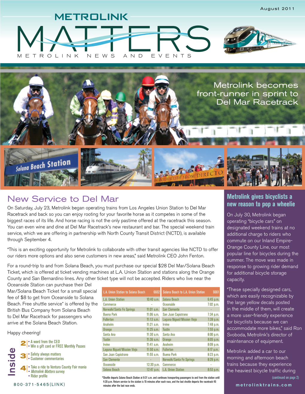 August 2011 Metrolink Matters