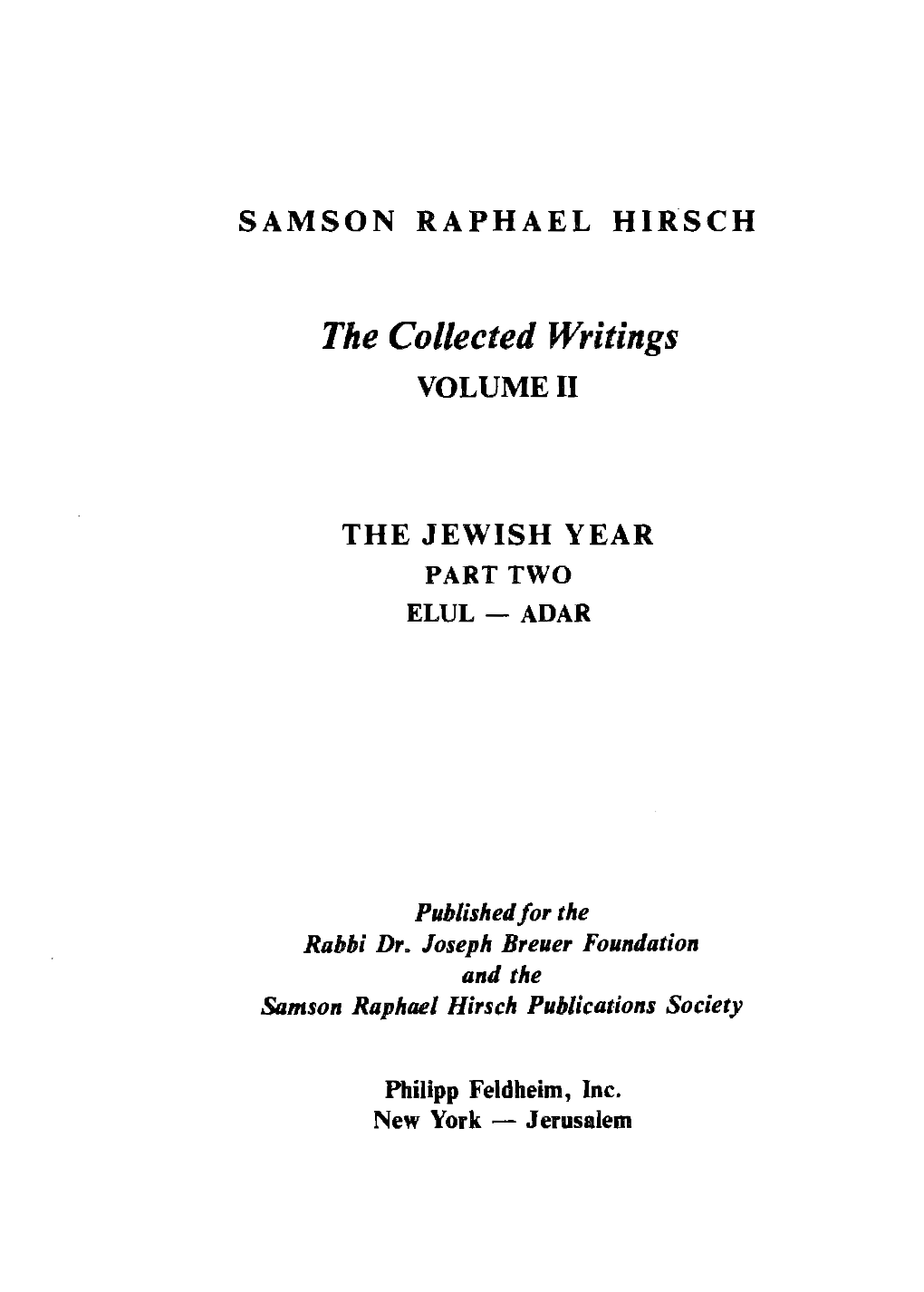 The Jewish Year Part Two Elul - Adar
