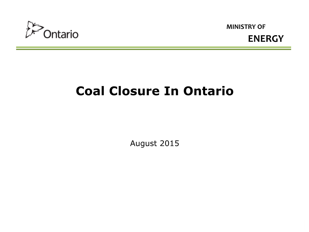 Coal Closure in Ontario