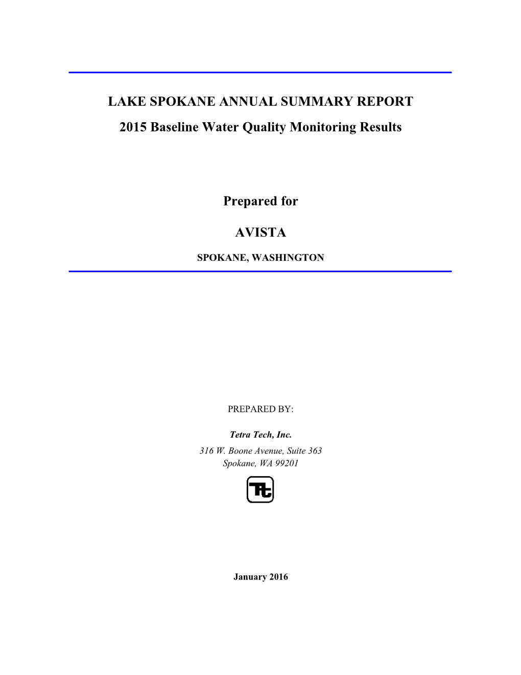 Lake Spokane Annual Summary Report