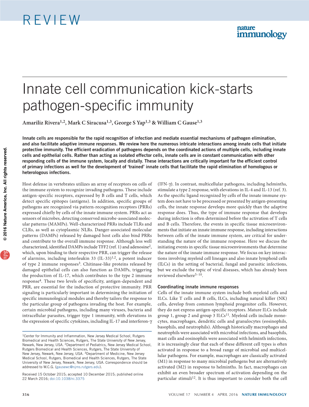 Innate Cell Communication Kick-Starts Pathogen-Specific Immunity