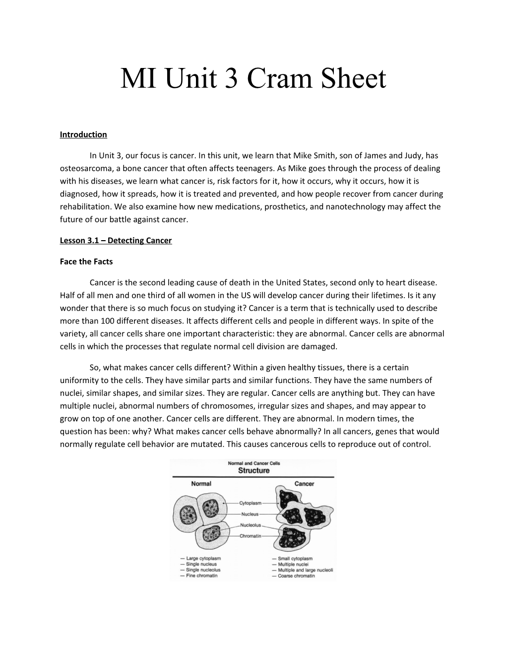 MI Unit 3 Cram Sheet