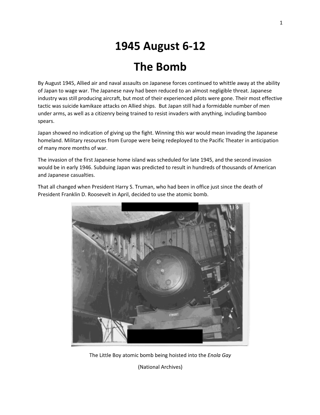 1945 August 6-12 the Bomb