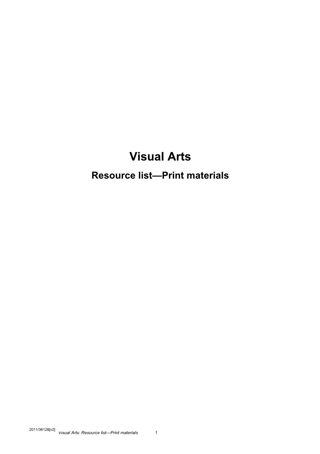 Resource List Print Materials