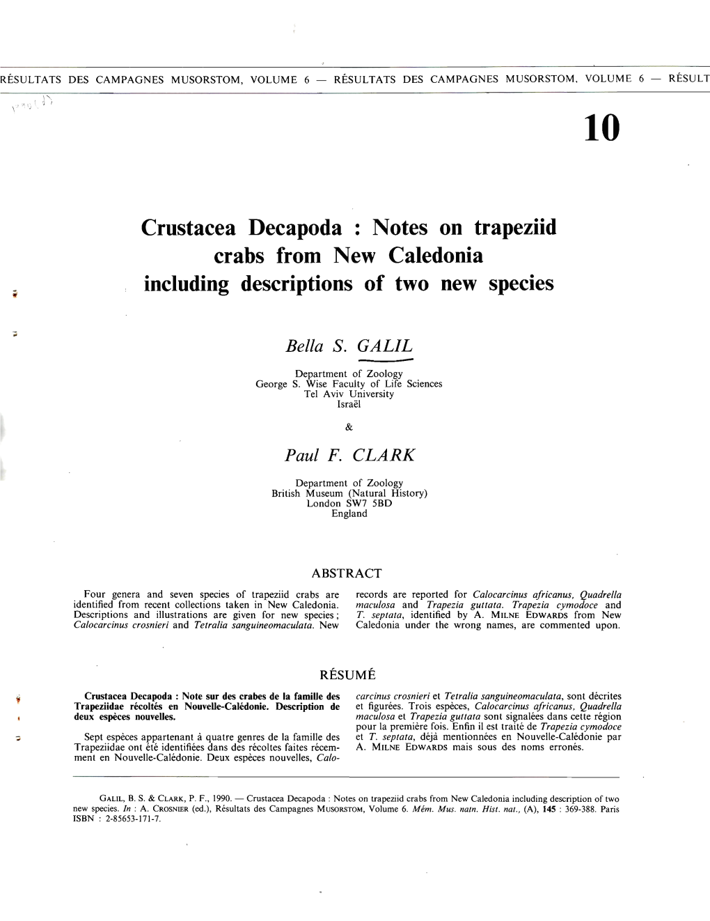 Crustacea Decapoda : Notes on Trapeziid Crabs from New Caledonia Including Descriptions of Two New Species