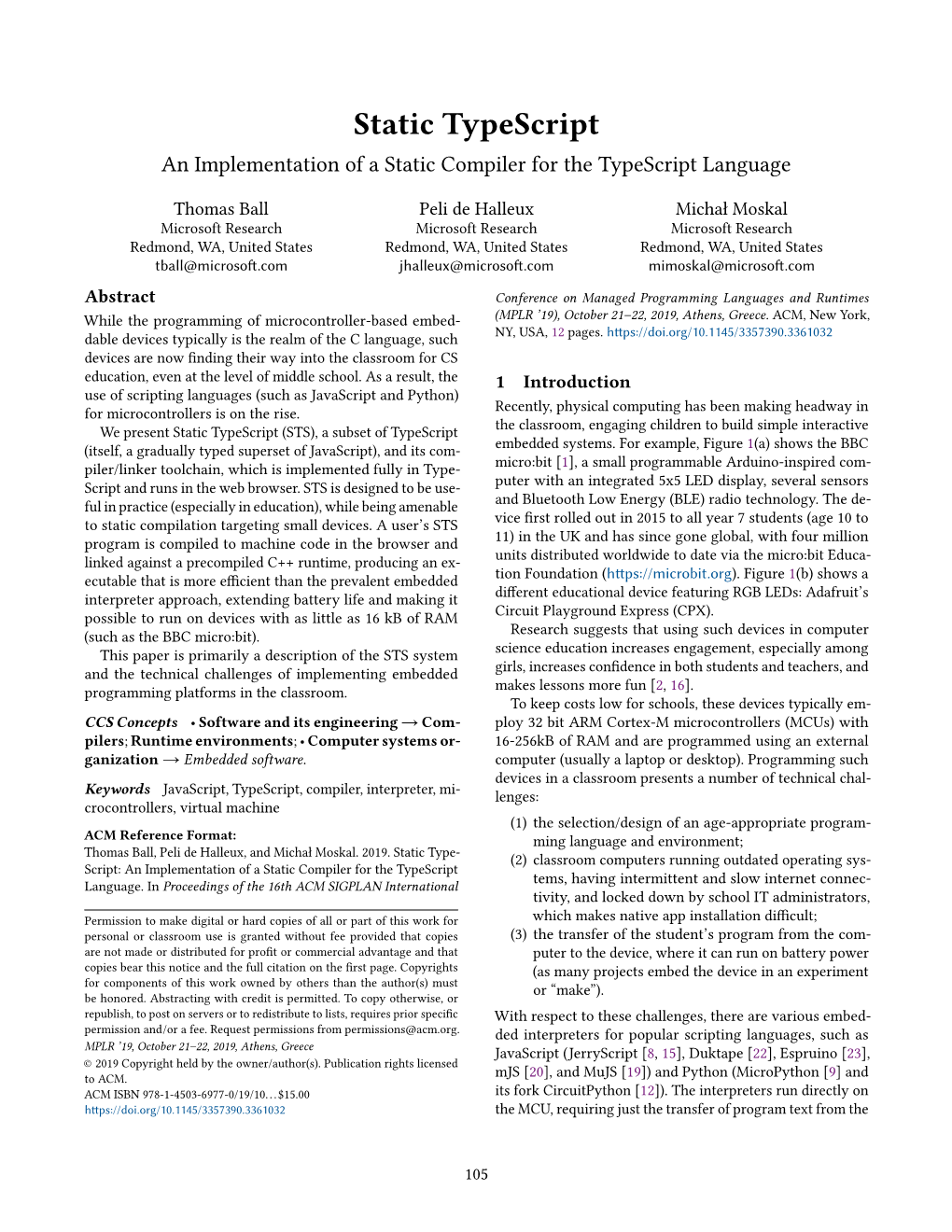 Static Typescript an Implementation of a Static Compiler for the Typescript Language