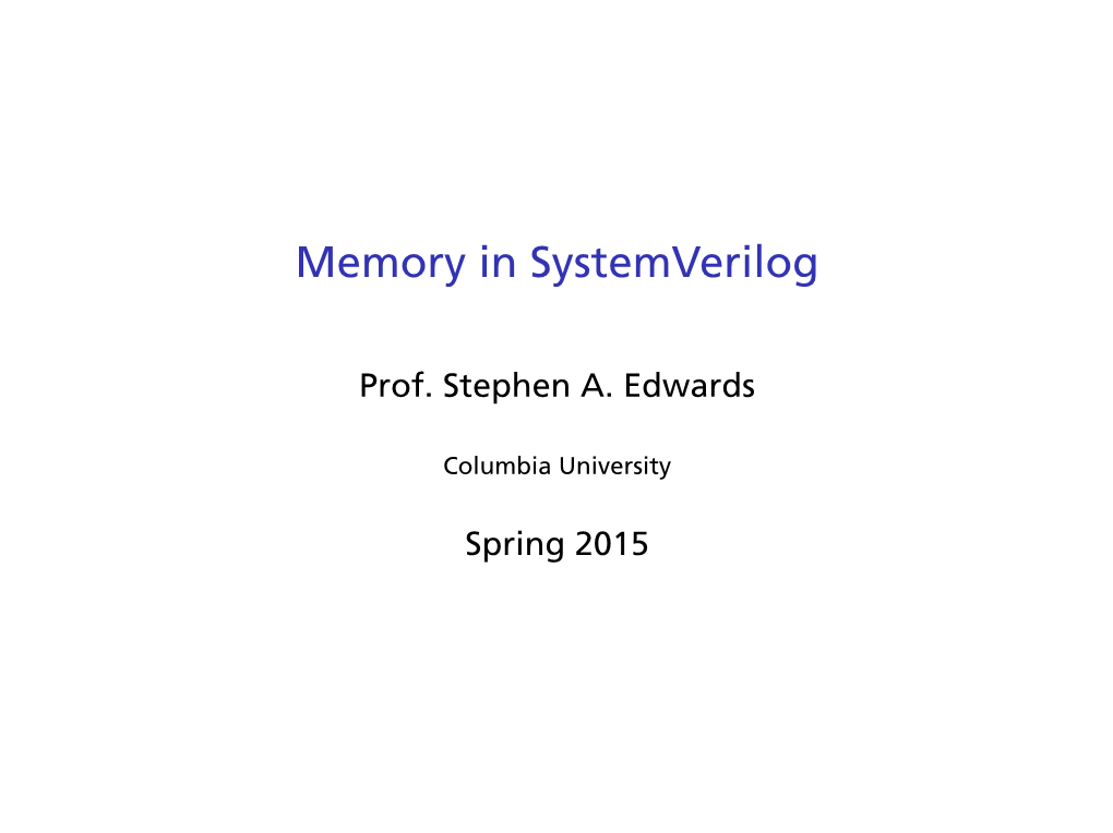 Memory in Systemverilog